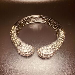Joan Boyce Hematitetone "kissable" Pave Clear Crystal Cuff